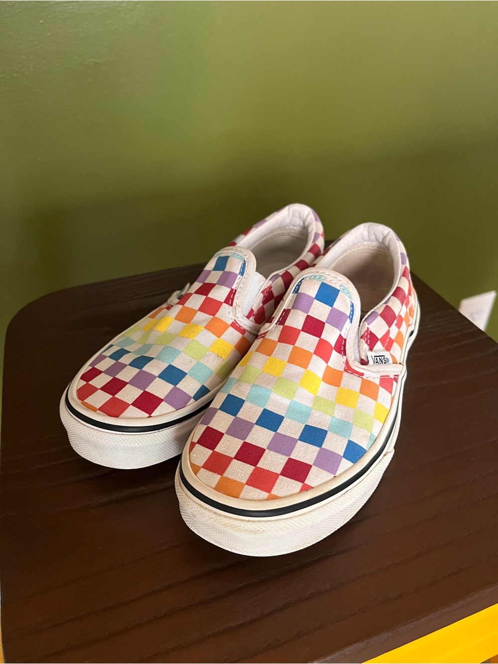 Vans Kids Rainbow Checkerboard Slip-On Sneakers